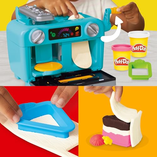PLAYDOH SUPER SLICE CAKE PLAYSET HORNO DE JUGUETE CON ACCESORIOS DE COCINA Y 11 LATAS COMPUESTAS DE MODELADO ARTES - 3