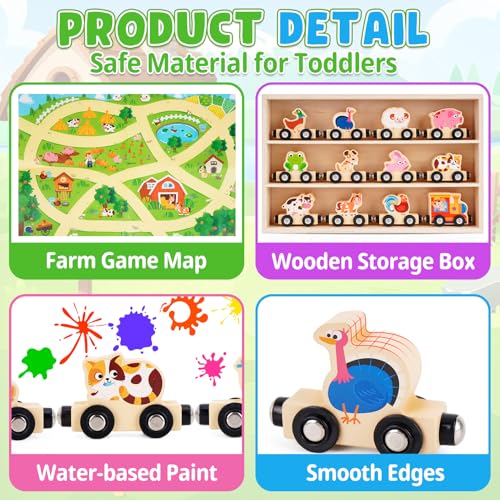 MONTESSORI JUEGO DE TREN DE MADERA PARA NIÑOS DE 1 2 3 AÑOS CAJA DE TREN DE 12 ANIMALES MAGNÉTICOS PARA NIÑOS JUGUETE EDUCATIVO - 3