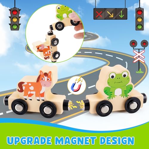 MONTESSORI JUEGO DE TREN DE MADERA PARA NIÑOS DE 1 2 3 AÑOS CAJA DE TREN DE 12 ANIMALES MAGNÉTICOS PARA NIÑOS JUGUETE EDUCATIVO - 5
