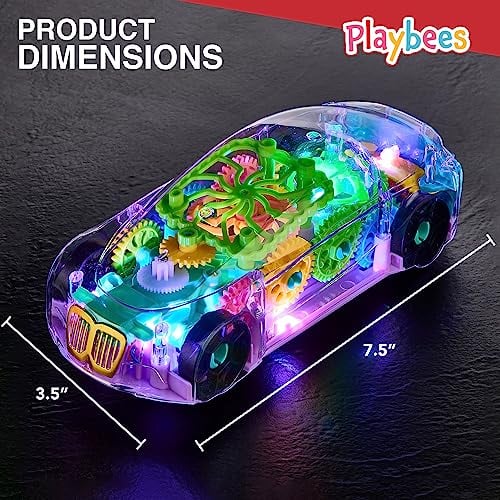 PLAYBEES JUGUETE DE COCHE TRANSPARENTE ILUMINADO JUGUETES PARA NIÑOS AUTISTAS DE 3 A 5 AÑOS JUGUETE SENSORIAL PARA NIÑOS - 2