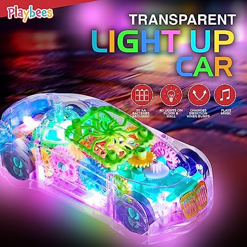PLAYBEES JUGUETE DE COCHE TRANSPARENTE ILUMINADO JUGUETES PARA NIÑOS AUTISTAS DE 3 A 5 AÑOS JUGUETE SENSORIAL PARA NIÑOS - 3