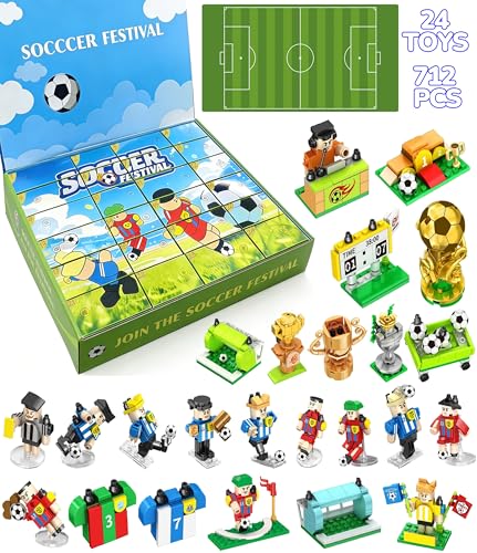 24 IN 1 TOYS BOX SOCCER GIFTS FOR BOYS GIRLS 46812 YEARS OLD BIRTHDAY GIFT SOCCER BUILDING BLOCK SET SOCCER TOYS STUFF KIDS - 1