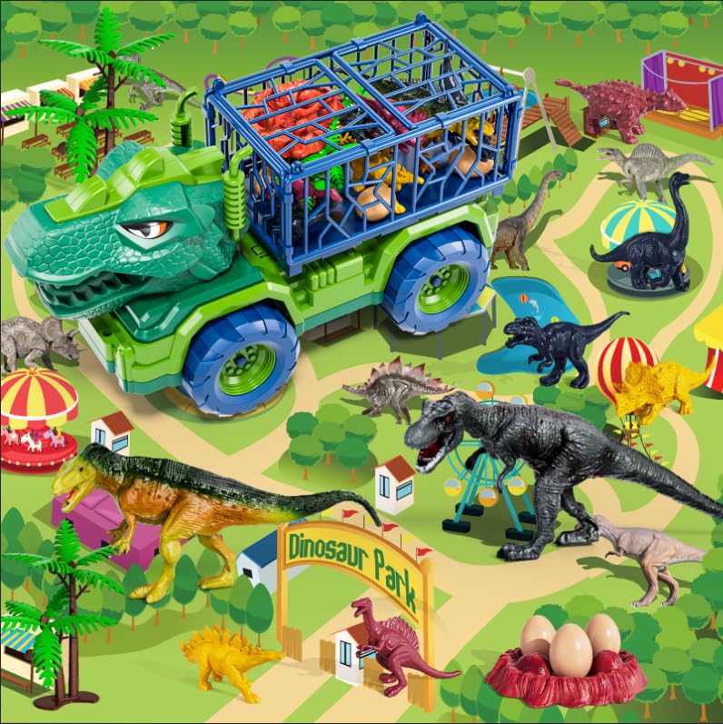CAMIÓN DE DINOSAURIO PARA NIÑOS DE 2 A 4 AÑOS FIGURA DE ACCIÓN DE DINOSAURIO PARA NIÑOS PEQUEÑOS DE 3 A 5 AÑOS CON 8 FIGURAS - 3