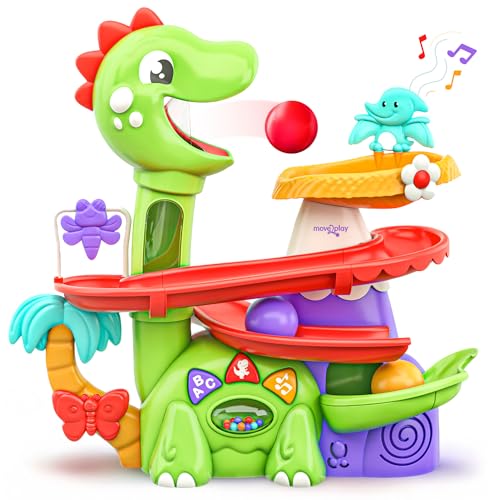 MOVE2PLAY BOLA DE DINOSAURIO CON AIRE PARA REVENTAR MÁS DE 30 CANCIONES REFRANES Y LUCES JUGUETES PARA BEBÉS Y NIÑOS PEQUEÑOS - 1
