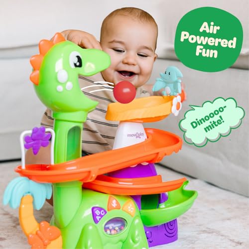 MOVE2PLAY BOLA DE DINOSAURIO CON AIRE PARA REVENTAR MÁS DE 30 CANCIONES REFRANES Y LUCES JUGUETES PARA BEBÉS Y NIÑOS PEQUEÑOS - 2