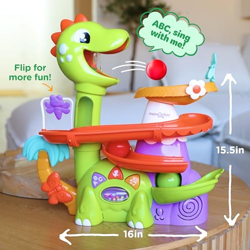 MOVE2PLAY BOLA DE DINOSAURIO CON AIRE PARA REVENTAR MÁS DE 30 CANCIONES REFRANES Y LUCES JUGUETES PARA BEBÉS Y NIÑOS PEQUEÑOS - 5