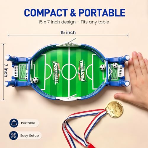 3 OTTERS MINI JUEGO DE MESA DE FÚTBOL PARA NIÑOS Y ADULTOS MINI FUTBOLÍN DE MESA PARA 3 PARA NIETOS JUEGOS DE INTERIOR - 2