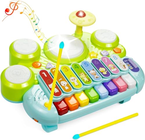 MARSTONE JUGUETES PARA NIÑOS Y NIÑAS DE 1 AÑO JUGUETES MUSICALES PARA BEBÉS DE 1 A 3 AÑOS JUEGO DE BATERÍA DE PIANO PARA BEBÉS - 1
