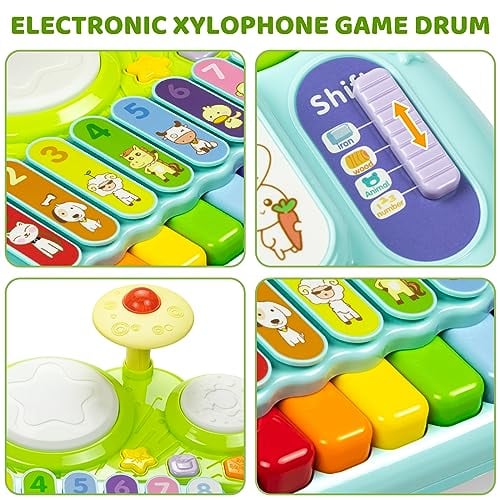 MARSTONE JUGUETES PARA NIÑOS Y NIÑAS DE 1 AÑO JUGUETES MUSICALES PARA BEBÉS DE 1 A 3 AÑOS JUEGO DE BATERÍA DE PIANO PARA BEBÉS - 5