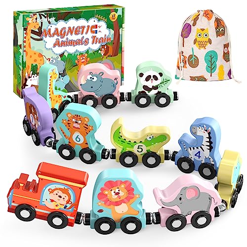 ZEODDLER JUGUETES PARA NIÑOS PEQUEÑOS 11 TRENES MAGNÉTICOS DE MADERA JUGUETES MONTESSORI PARA NIÑOS PEQUEÑOS ACTIVIDADES - 1