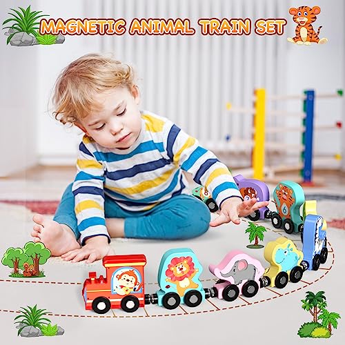 ZEODDLER JUGUETES PARA NIÑOS PEQUEÑOS 11 TRENES MAGNÉTICOS DE MADERA JUGUETES MONTESSORI PARA NIÑOS PEQUEÑOS ACTIVIDADES - 2