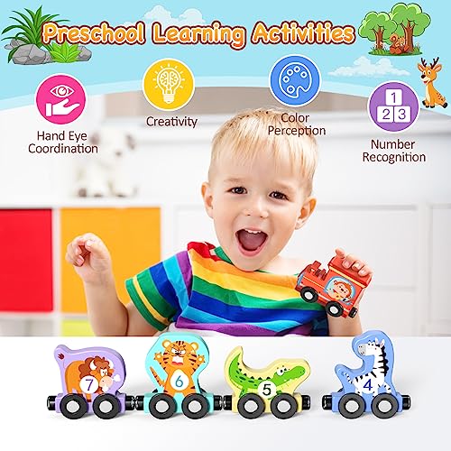 ZEODDLER JUGUETES PARA NIÑOS PEQUEÑOS 11 TRENES MAGNÉTICOS DE MADERA JUGUETES MONTESSORI PARA NIÑOS PEQUEÑOS ACTIVIDADES - 3