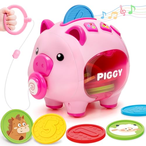 ALCANCÍA PARA NIÑOS JUGUETES PARA NIÑAS DE 1 AÑO ALCANCÍA MUSICAL PARA CONTAR NÚMEROS Y APRENDER COLORES JUGUETES INTERACTIVOS - 1