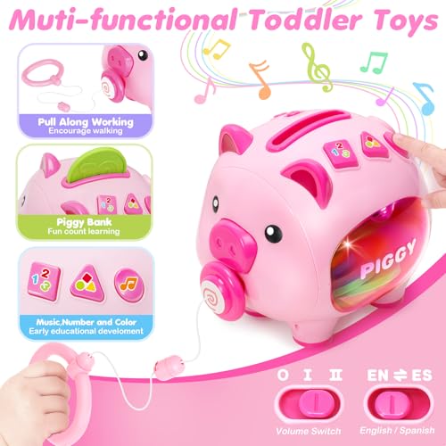 ALCANCÍA PARA NIÑOS JUGUETES PARA NIÑAS DE 1 AÑO ALCANCÍA MUSICAL PARA CONTAR NÚMEROS Y APRENDER COLORES JUGUETES INTERACTIVOS - 3