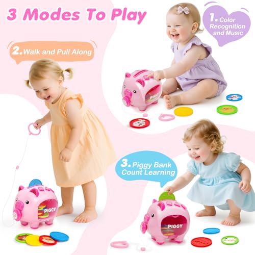 ALCANCÍA PARA NIÑOS JUGUETES PARA NIÑAS DE 1 AÑO ALCANCÍA MUSICAL PARA CONTAR NÚMEROS Y APRENDER COLORES JUGUETES INTERACTIVOS - 4