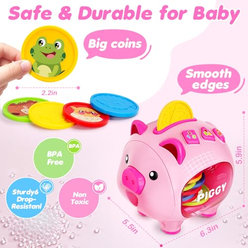 ALCANCÍA PARA NIÑOS JUGUETES PARA NIÑAS DE 1 AÑO ALCANCÍA MUSICAL PARA CONTAR NÚMEROS Y APRENDER COLORES JUGUETES INTERACTIVOS - 5