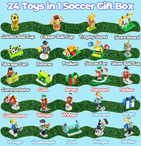 24 IN 1 TOYS BOX SOCCER TOYS SOCCER GIFTS FOR BOYS GIRLS SOCCER BUILDING BLOCK SET 46812 YEARS OLD BIRTHDAY GIFT STUFF KIDS - 3
