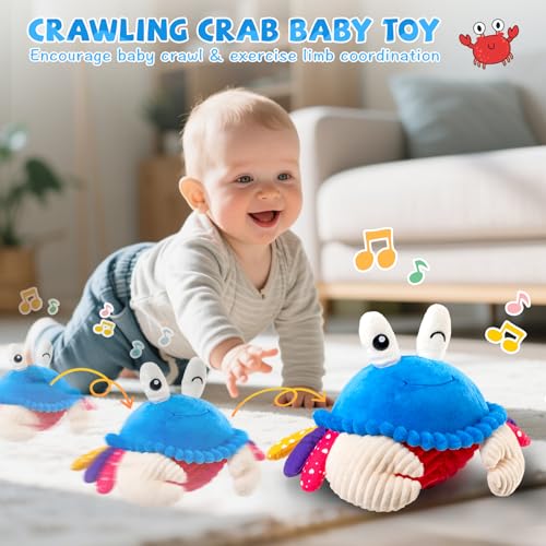JUGUETES PARA BEBÉS DE 12 A 18 MESES JUGUETE DE PELUCHE MUSICAL DE CANGREJO QUE GATEA 40 CANCIONES Y FUNCIÓN DE GRABACIÓN - 3