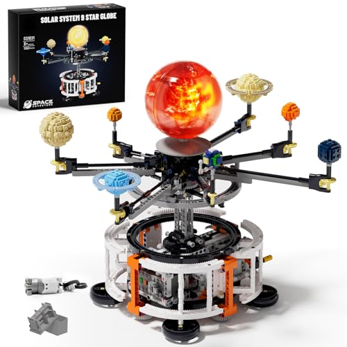 KIT DE CONSTRUCCIÓN ESPACIAL DE SISTEMA SOLAR GIRATORIO DE DOBLE MODO MODELO STEM CON PLANETAS GIRATORIOS SOL ILUMINADO - 1