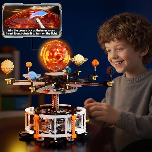 KIT DE CONSTRUCCIÓN ESPACIAL DE SISTEMA SOLAR GIRATORIO DE DOBLE MODO MODELO STEM CON PLANETAS GIRATORIOS SOL ILUMINADO - 5