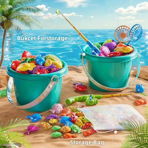 NIPLOOOW JUEGOS DE PESCA PARA PISCINA JUGUETES DE MESA DE AGUA Y BAÑERA CON VARA DE PISCINA INFLABLE RED DE PLÁSTICO Y PESCADO - 4