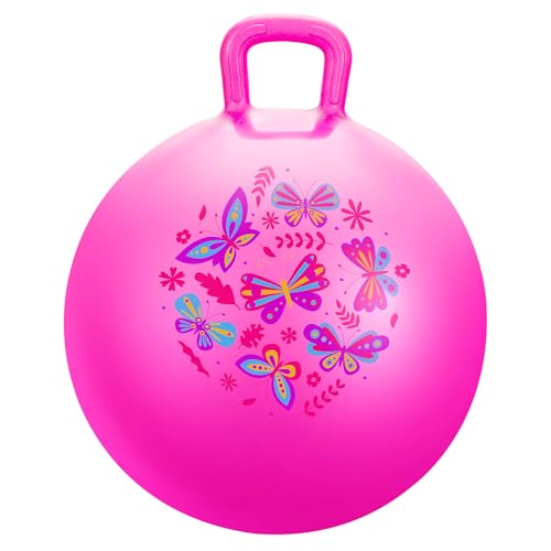 PELOTA SALTARINA PLAYZAP PARA NIÑOS DE 3 A 8 AÑOS PELOTA HINCHABLE ROSA DE 18 PULGADAS CON ASAS JUGUETES INFLABLES HIPPITY HOP - 1