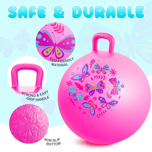 PELOTA SALTARINA PLAYZAP PARA NIÑOS DE 3 A 8 AÑOS PELOTA HINCHABLE ROSA DE 18 PULGADAS CON ASAS JUGUETES INFLABLES HIPPITY HOP - 3