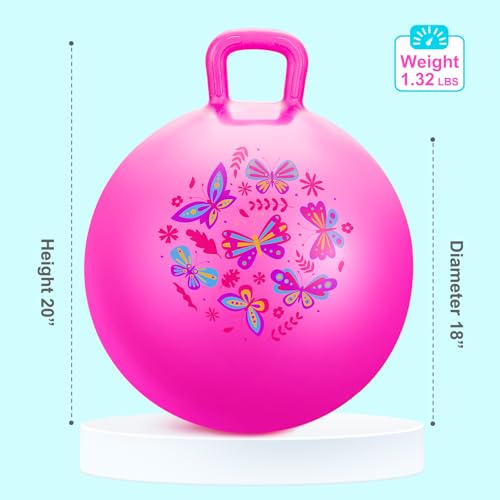 PELOTA SALTARINA PLAYZAP PARA NIÑOS DE 3 A 8 AÑOS PELOTA HINCHABLE ROSA DE 18 PULGADAS CON ASAS JUGUETES INFLABLES HIPPITY HOP - 4