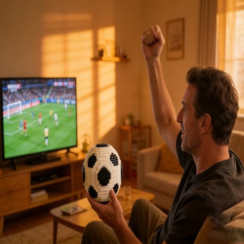 JUEGO DE BLOQUES DE CONSTRUCCIÓN DE BALÓN DE FÚTBOL JUGUETES DE MODELO DE FÚTBOL EN BLANCO Y NEGRO REGALO PARA ADOLESCENTES QUE - 3