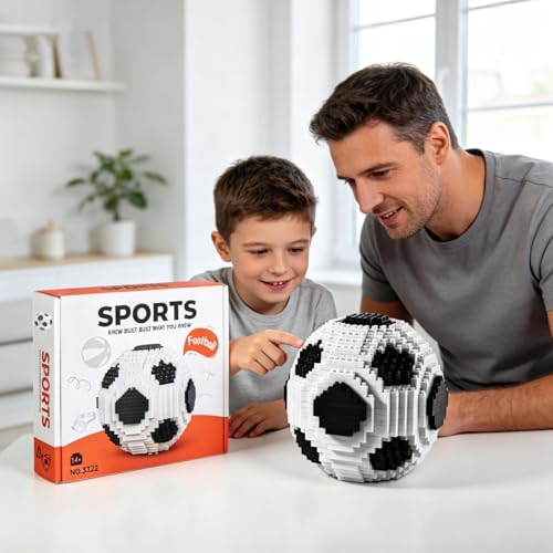 JUEGO DE BLOQUES DE CONSTRUCCIÓN DE BALÓN DE FÚTBOL JUGUETES DE MODELO DE FÚTBOL EN BLANCO Y NEGRO REGALO PARA ADOLESCENTES QUE - 4