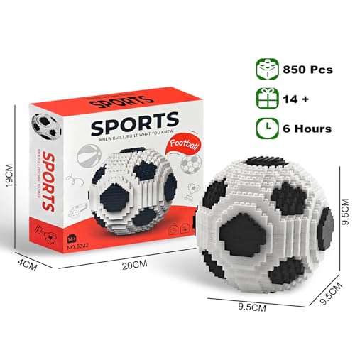 JUEGO DE BLOQUES DE CONSTRUCCIÓN DE BALÓN DE FÚTBOL JUGUETES DE MODELO DE FÚTBOL EN BLANCO Y NEGRO REGALO PARA ADOLESCENTES QUE - 5