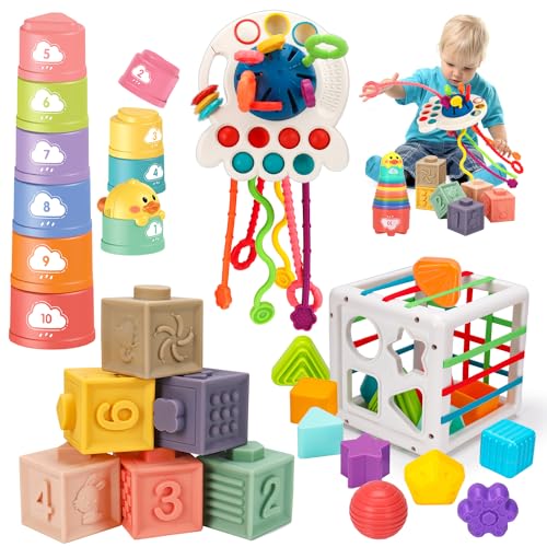JUGUETES MONTESSORI PARA BEBÉS DE 61218 MESES TAZAS DE APILAR CON CUERDA PARA BEBÉS BLOQUES CLASIFICADORES DE FORMA JUGUETE - 1