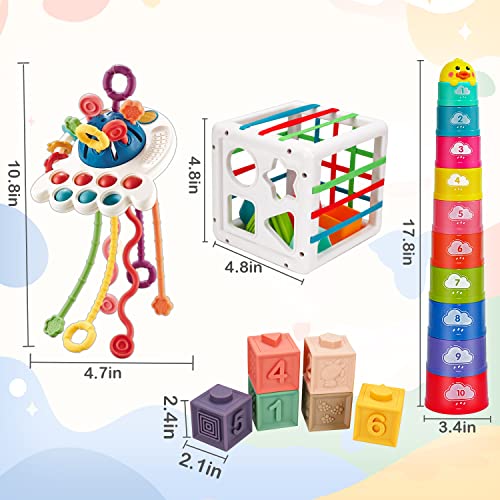 JUGUETES MONTESSORI PARA BEBÉS DE 61218 MESES TAZAS DE APILAR CON CUERDA PARA BEBÉS BLOQUES CLASIFICADORES DE FORMA JUGUETE - 4