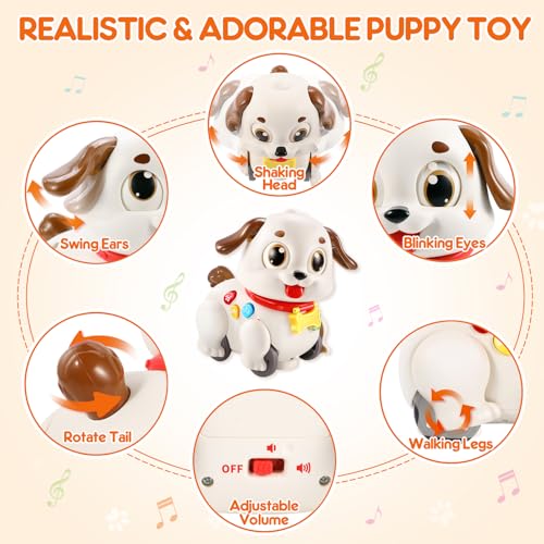 LUDILO JUGUETES EDUCATIVOS PARA NIÑOS DE 1 AÑO REGALOS PARA NIÑOS Y NIÑAS JUGUETE MUSICAL DE CACHORRO PARA ARRASTRAR Y GATEAR - 3