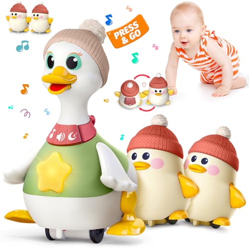 JUGUETE MUSICAL DE PATO GATEADOR CON CANCIÓN DE CUNA JUGUETE INTERACTIVO PARA BEBÉS CON MOVIMIENTO BAMBOLEANTE Y LUCES - 1