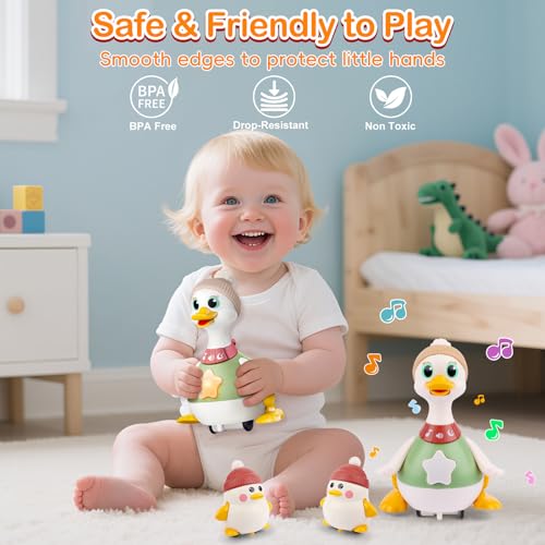 JUGUETE MUSICAL DE PATO GATEADOR CON CANCIÓN DE CUNA JUGUETE INTERACTIVO PARA BEBÉS CON MOVIMIENTO BAMBOLEANTE Y LUCES - 4