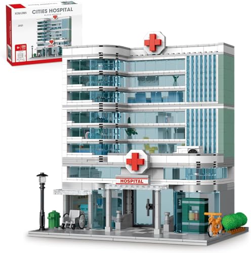 NEWABWN CITY HOSPITAL JUEGO DE CONSTRUCCIÓN DE JUGUETE CON ILUMINACIÓN LED COMPATIBLE CON LEGO JUEGO MODULAR DE ARQUITECTURA - 1