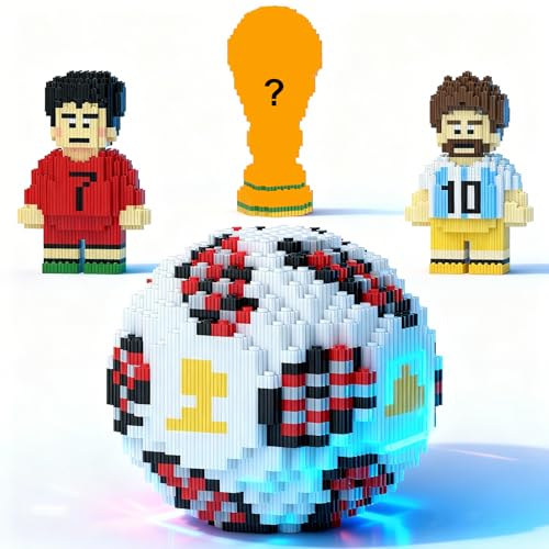 JUEGO DE 4 BLOQUES DE CONSTRUCCIÓN DE FÚTBOL DEPORTIVO 2 FIGURAS FAMOSAS DE ESTRELLAS DE FÚTBOL INTERNACIONAL LADRILLOS - 1
