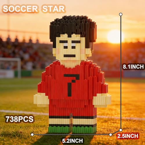 JUEGO DE 4 BLOQUES DE CONSTRUCCIÓN DE FÚTBOL DEPORTIVO 2 FIGURAS FAMOSAS DE ESTRELLAS DE FÚTBOL INTERNACIONAL LADRILLOS - 4