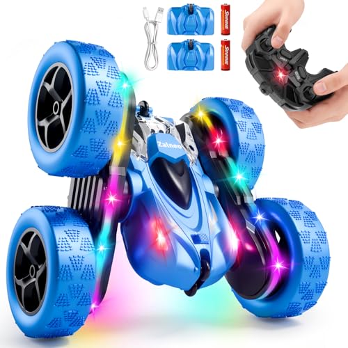 AUTO DE ACROBACIAS CON CONTROL REMOTO 4WD 360 FLIP RC DE DOBLE CARA BARRA DE LUCES LED BATERÍA MODULAR USBC 24 GHZ JUGUETE - 1
