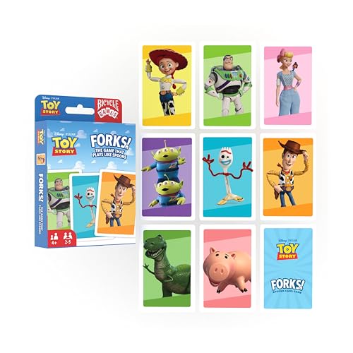 BICYCLE SPOONS CON FORKY DE TOY STORY JUEGO DE CARTAS PARA NIÑOS CON PERSONAJES DE DISNEY Y PIXAR WOODY BUZZ LIGHTYEAR FORKY BO - 1