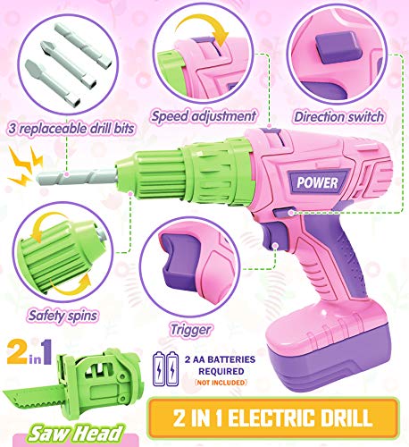 JUEGO DE HERRAMIENTAS PARA NIÑOS CON TALADRO ELÉCTRICO MOTOSIERRA HERRAMIENTAS DE JUGUETE PARA NIÑAS JUEGO DE HERRAMIENTAS - 3