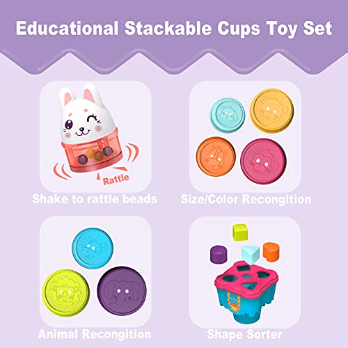 LTKFFFDP JUGUETES APILABLES PARA BEBÉS DE 1 A 3 AÑOS CLASIFICADOR DE FORMA DE TAZA DE ANIDACIÓN PARA BEBÉS DE 6 A 12 A 18 MESES - 2
