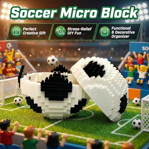 KADABLK JUEGO DE BLOQUES DE CONSTRUCCIÓN DE FÚTBOL KIT DE FÚTBOL DEPORTIVO DE MICROBLOQUES DECORACIÓN DEL HOGAR DE OFICINA - 3