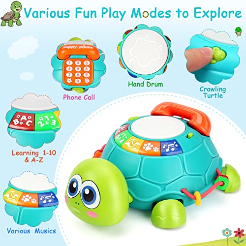 JUGUETES MUSICALES DE TORTUGA PARA BEBÉS DE 6 A 12 MESES JUGUETES MUSICALES CON LUZ PARA BEBÉS JUGUETES PARA EL TIEMPO - 2