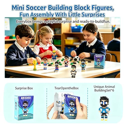 JUEGO DE 8 PIEZAS DE BLOQUES DE CONSTRUCCIÓN DE MINIFIGURAS DE BALÓN DE FÚTBOL COLECCIONISTA STEM LITTLE PEOPLE VIENE CON MODELO - 2