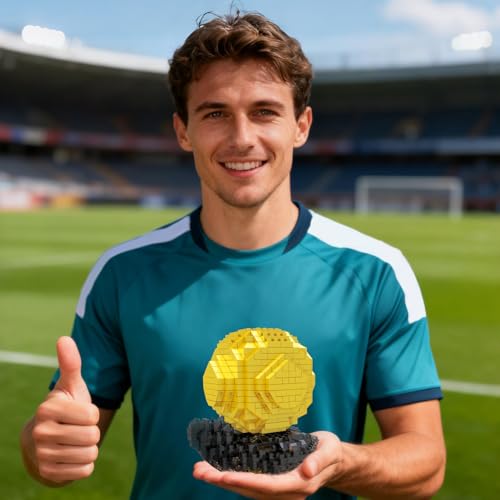 CONJUNTO DE BLOQUES DE CONSTRUCCIÓN MICRO MINI DE BALÓN DE FÚTBOL DORADO PARA ADULTOS ADORNOS DE FÚTBOL DEPORTIVO PARA OFICINA - 4