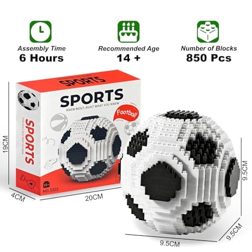 KAPTEIN JUEGO DE BLOQUES DE CONSTRUCCIÓN DE BALÓN DE FÚTBOL 850 PIEZAS DE MINI LADRILLOS 3D JUGUETE DE CONSTRUCCIÓN DESAFIANTE - 3