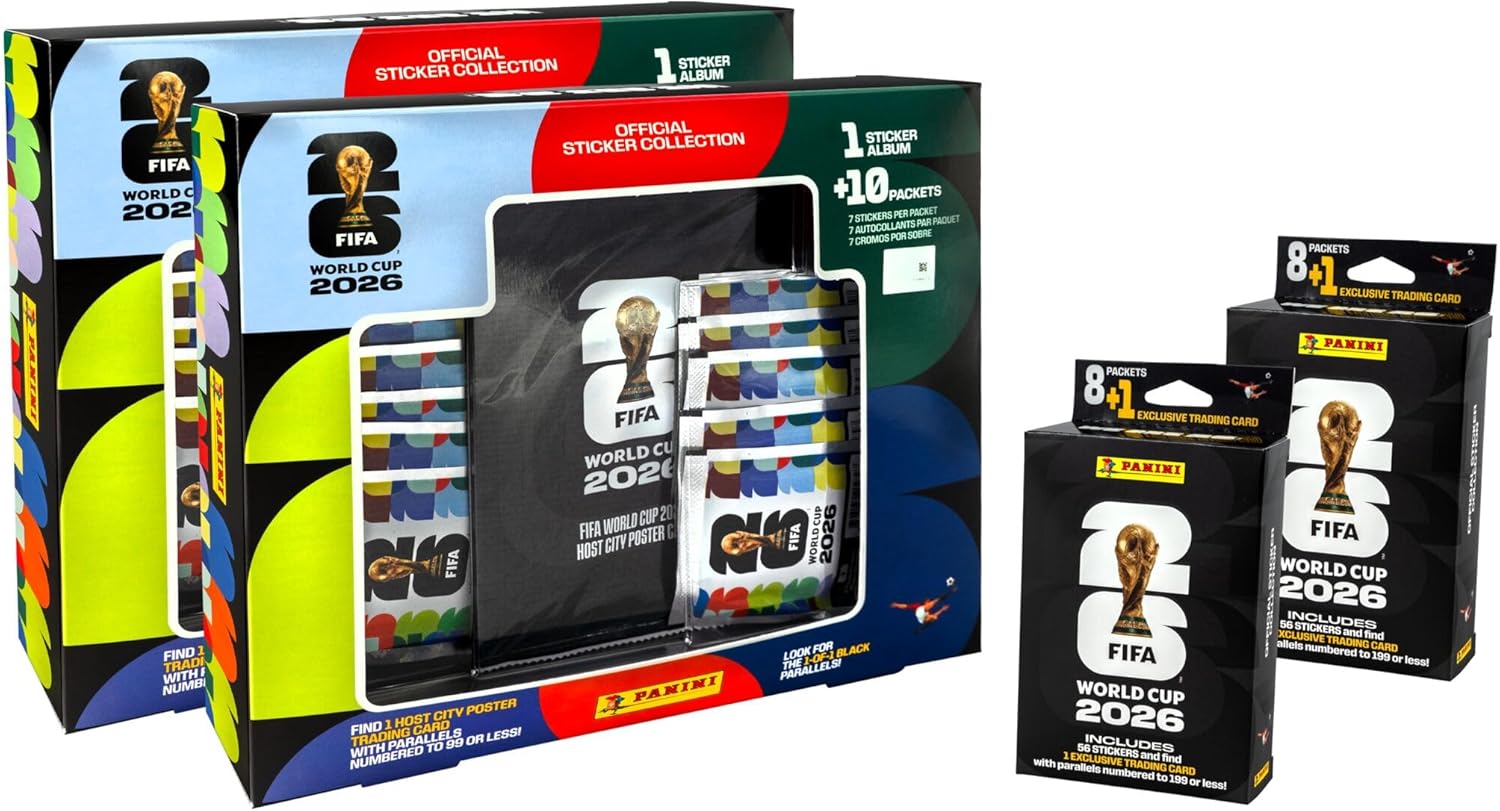 PANINI FIFA WORLD CUP 2026 JUEGO DE CARTAS COLECCIONABLES Y PÓSTERES EXCLUSIVOS 36 PAQUETES DE CALCOMANÍAS 2 TARJETAS EXCLUSIVAS - 1