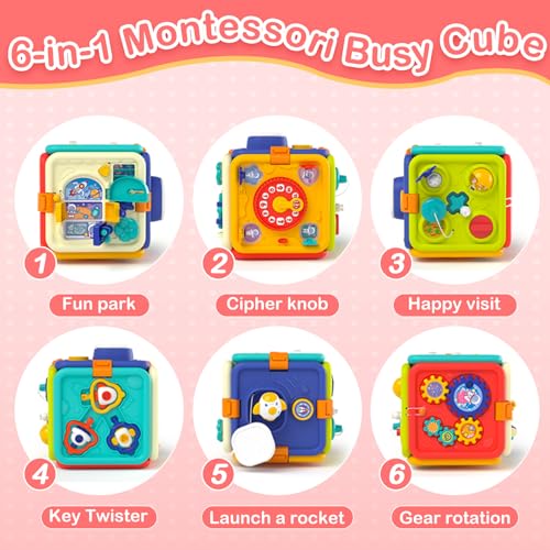 COVSEN JUGUETE MONTESSORI PARA REGALO DE NIÑA DE 1 AÑO TABLERO OCUPADO 6 EN 1 PARA NIÑOS PEQUEÑOS DE 1 2 3 4 AÑOS JUGUETES - 2